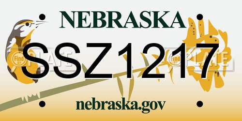 SSZ1217 Nebraska License Plate