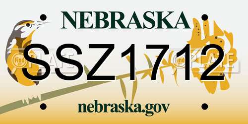 SSZ1712 Nebraska License Plate