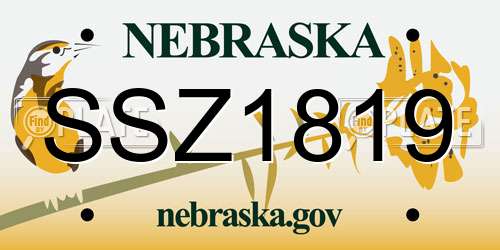 SSZ1819 Nebraska License Plate