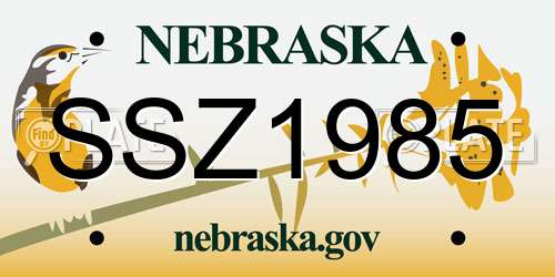 SSZ1985 Nebraska License Plate