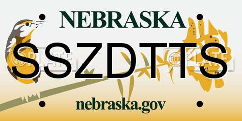 SSZDTTS Nebraska License Plate