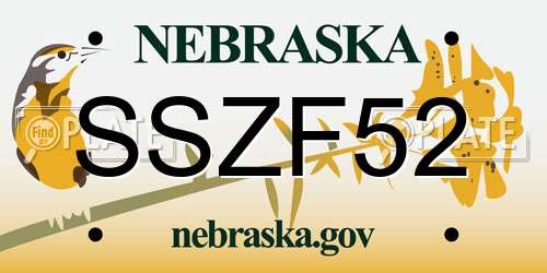 SSZF52 Nebraska License Plate