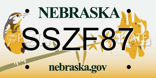 SSZF87 Nebraska License Plate