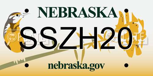SSZH20 Nebraska License Plate