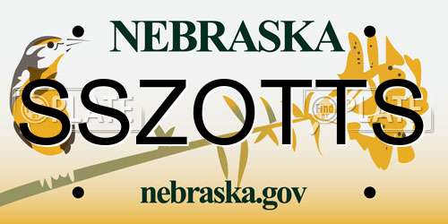 SSZOTTS Nebraska License Plate