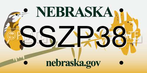 SSZP38 Nebraska License Plate