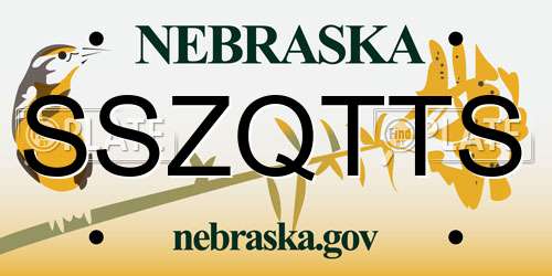 SSZQTTS Nebraska License Plate