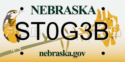 ST0G3B Nebraska License Plate