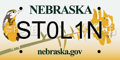 ST0L1N Nebraska License Plate