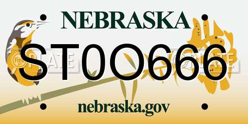 ST0O666 Nebraska License Plate