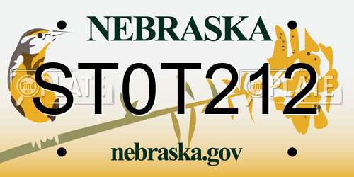 ST0T212 Nebraska License Plate