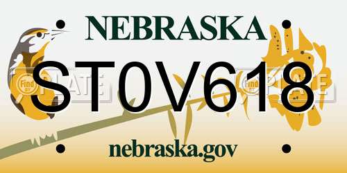 ST0V618 Nebraska License Plate