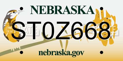 ST0Z668 Nebraska License Plate