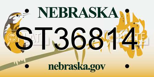 ST36814 Nebraska License Plate