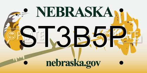 ST3B5P Nebraska License Plate