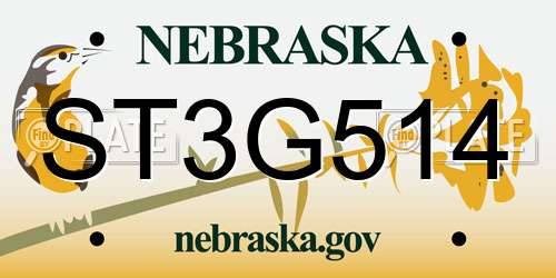ST3G514 Nebraska License Plate