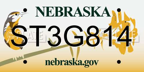 ST3G814 Nebraska License Plate