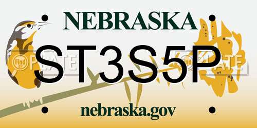 ST3S5P Nebraska License Plate