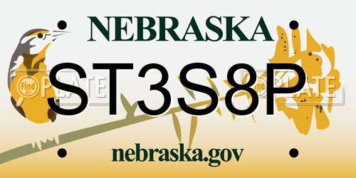 ST3S8P Nebraska License Plate
