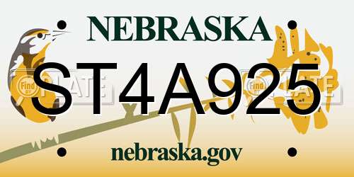 ST4A925 Nebraska License Plate
