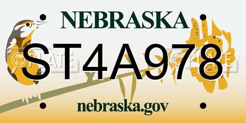ST4A978 Nebraska License Plate