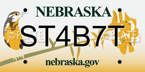 ST4B7T Nebraska License Plate