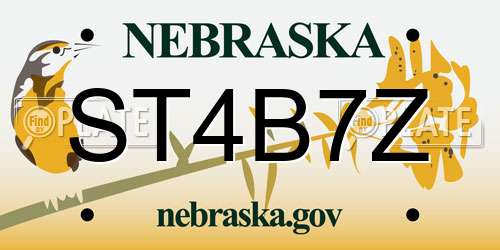 ST4B7Z Nebraska License Plate