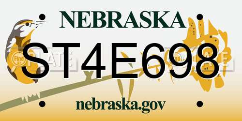 ST4E698 Nebraska License Plate