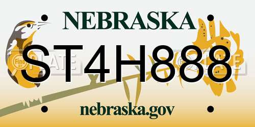 ST4H888 Nebraska License Plate