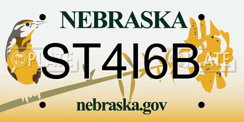 ST4I6B Nebraska License Plate