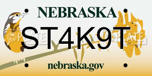 ST4K9T Nebraska License Plate