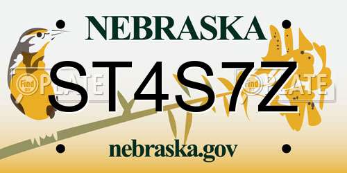 ST4S7Z Nebraska License Plate