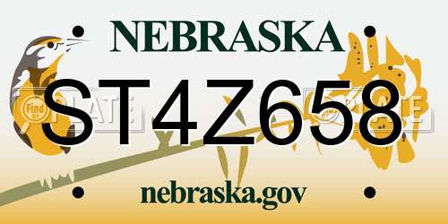 ST4Z658 Nebraska License Plate