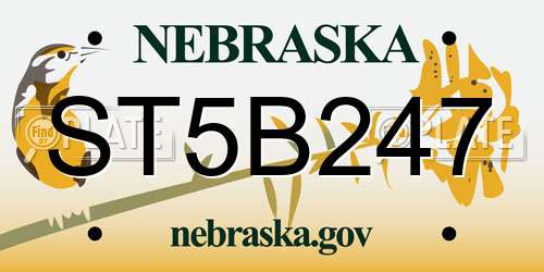 ST5B247 Nebraska License Plate