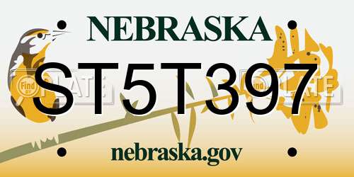 ST5T397 Nebraska License Plate