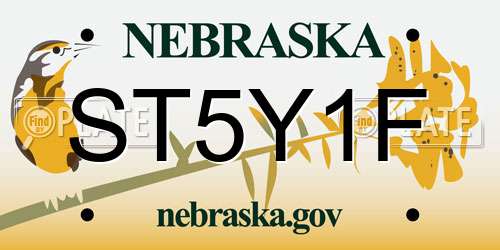 ST5Y1F Nebraska License Plate