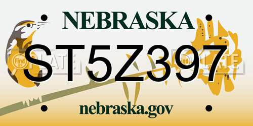 ST5Z397 Nebraska License Plate
