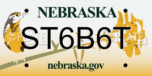 ST6B6T Nebraska License Plate