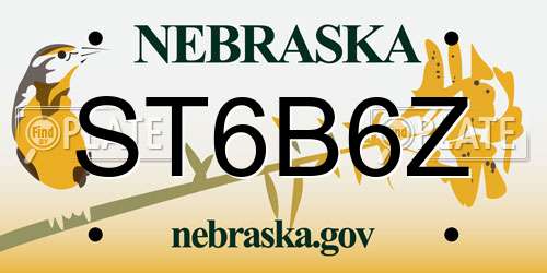 ST6B6Z Nebraska License Plate
