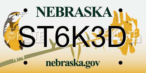 ST6K3D Nebraska License Plate