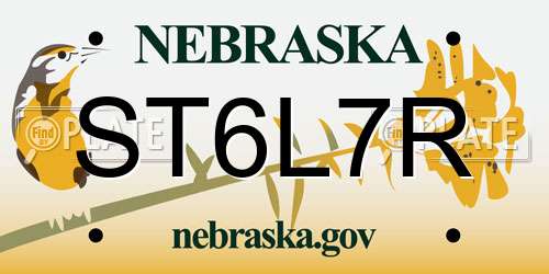 ST6L7R Nebraska License Plate