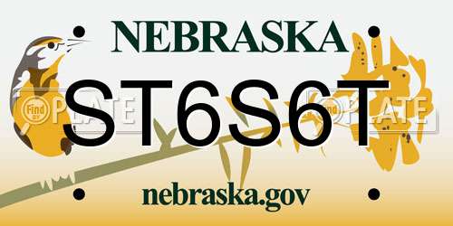 ST6S6T Nebraska License Plate