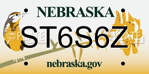 ST6S6Z Nebraska License Plate