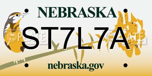 ST7L7A Nebraska License Plate