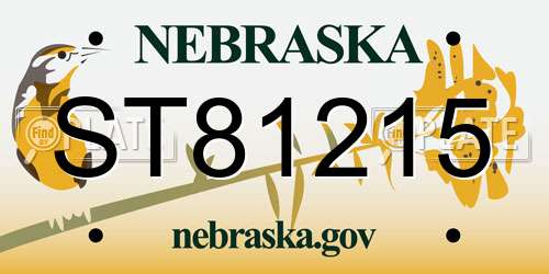 ST81215 Nebraska License Plate