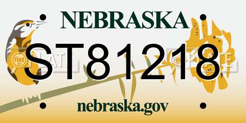 ST81218 Nebraska License Plate