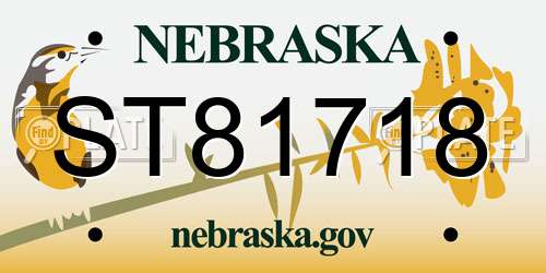 ST81718 Nebraska License Plate
