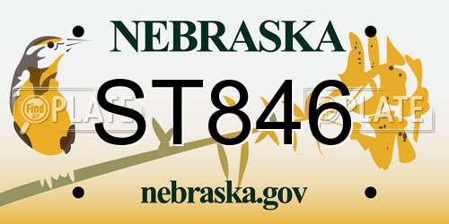 ST846 Nebraska License Plate