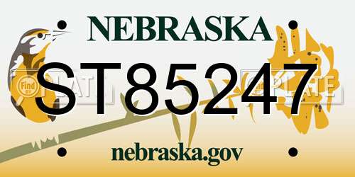 ST85247 Nebraska License Plate