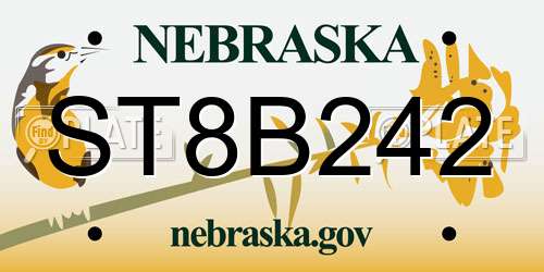 ST8B242 Nebraska License Plate